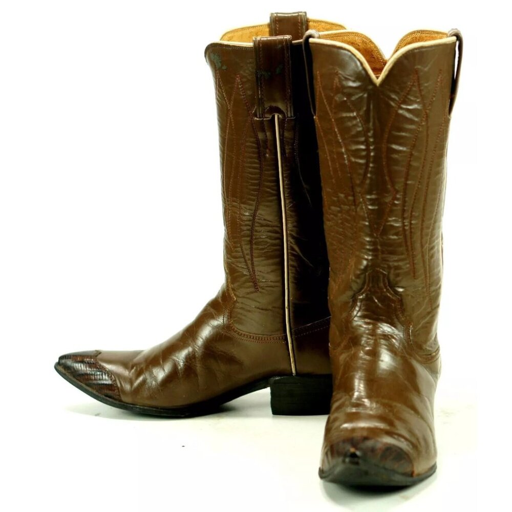 Justin Ft Worth Women's Western Cowboy Boots Exotic Wingtip Boho Festival 5 B